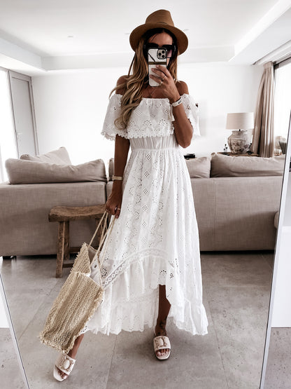 Nomad Off-Shoulder White Boho Dress [Spirit and Rebel]   