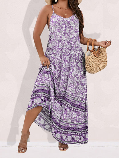 Spirit and Rebel Plus Size Floral Print Boho Maxi Dress [Spirit and Rebel]   