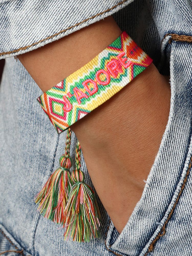 Embroidered Boho Tassel Bracelet [Spirit and Rebel]   