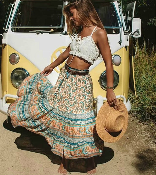 Hippie Queen Floral A-Line Boho Skirt [Spirit and Rebel]   