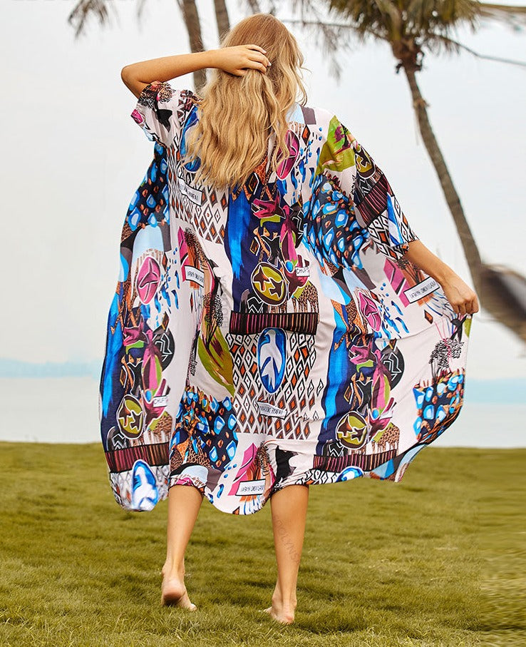 Wanderlust Boho Half Sleeve Kimono Beach Cover Up [Spirit and Rebel]   