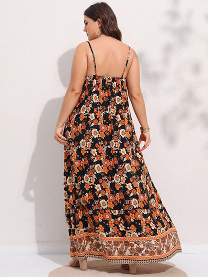 Spirit and Rebel Floral Boho Plus Size Maxi Dress [Spirit and Rebel]   