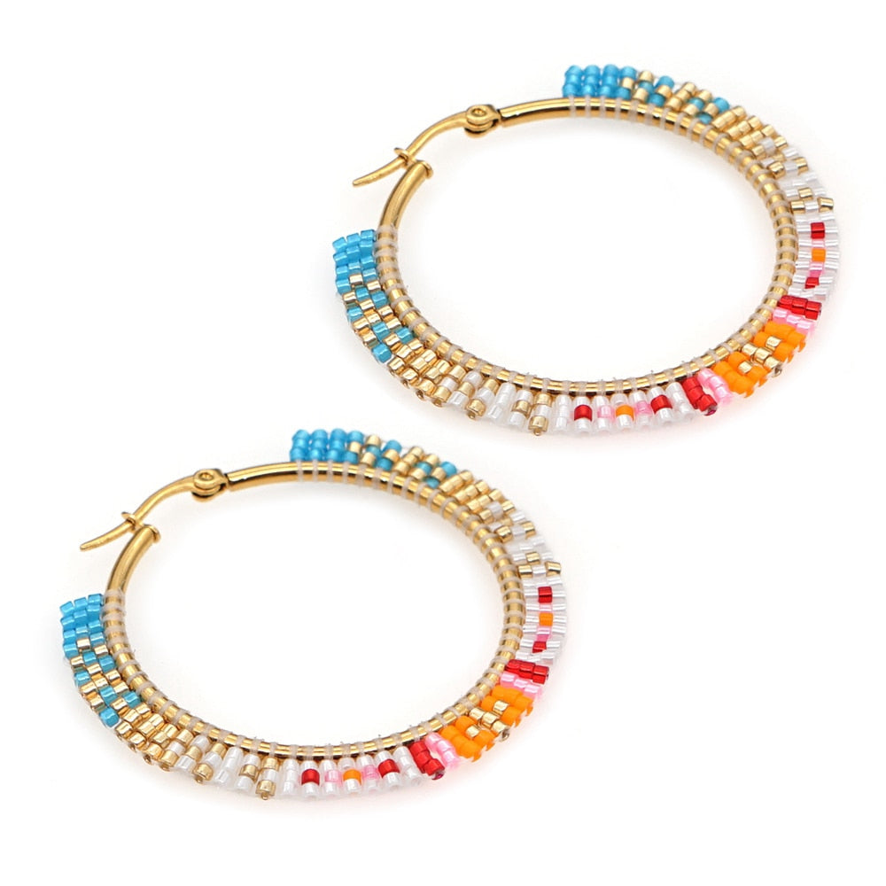 Boho Rainbow Hoop Earrings [Spirit and Rebel] MI-E200093A  