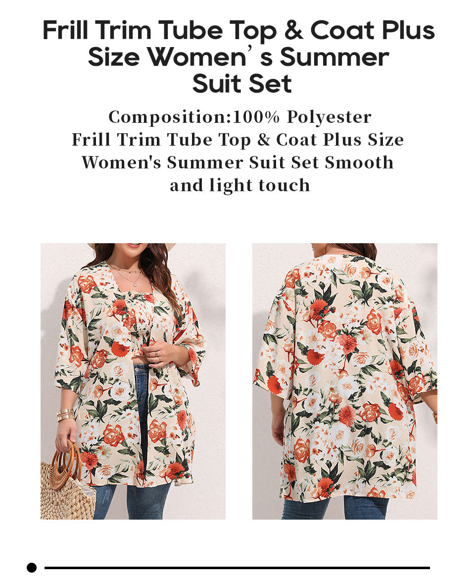 Boho Tube Top & Cardigan Set Plus Size [Spirit and Rebel]   