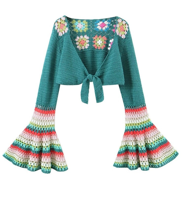 Spirit and Rebel Multicolor Handmade Crochet Cardigan [Spirit and Rebel]   