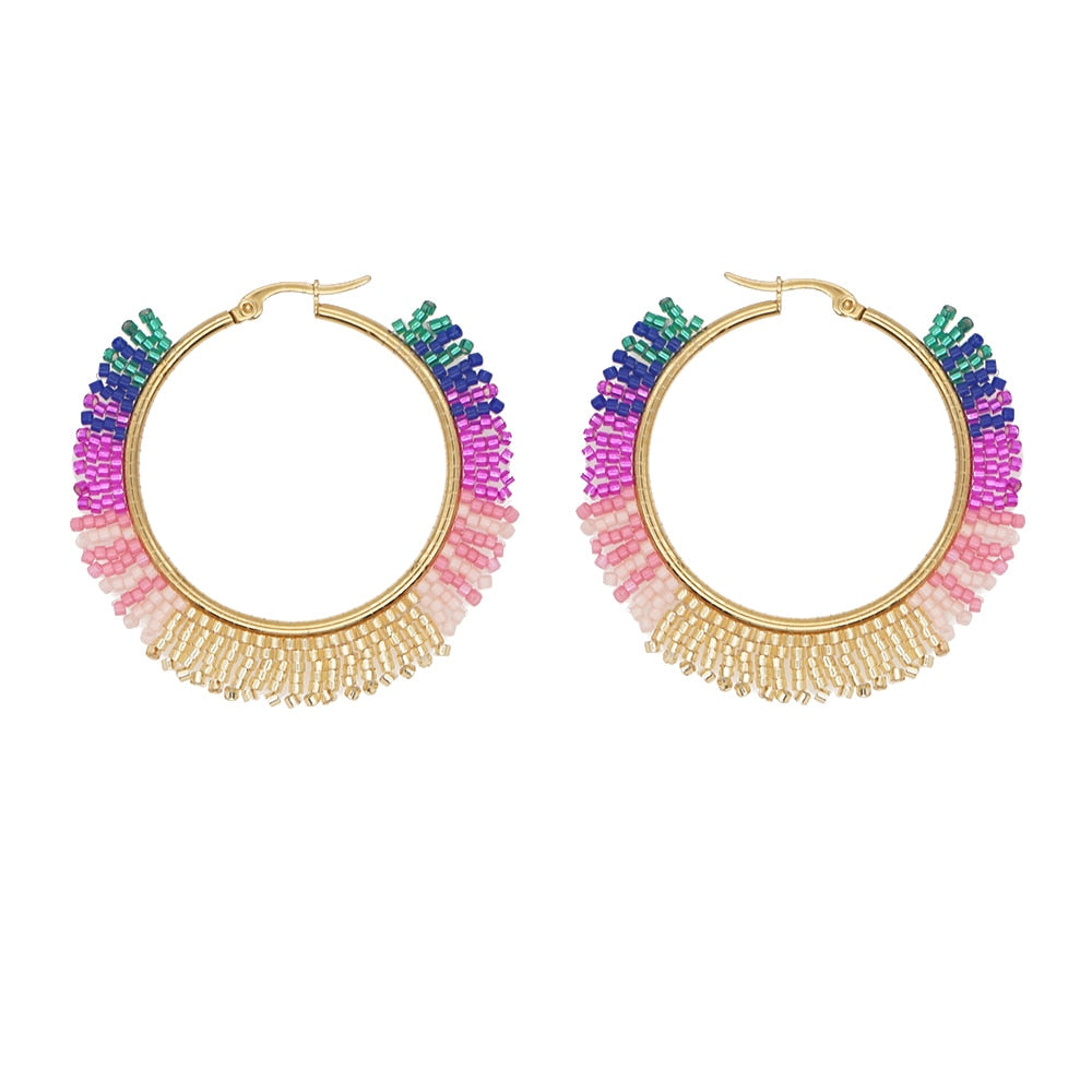 Boho Rainbow Hoop Earrings [Spirit and Rebel] MI-E200051B  