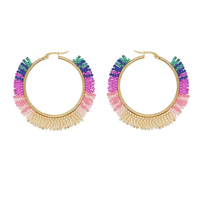 Boho Rainbow Hoop Earrings [Spirit and Rebel] MI-E200051B  