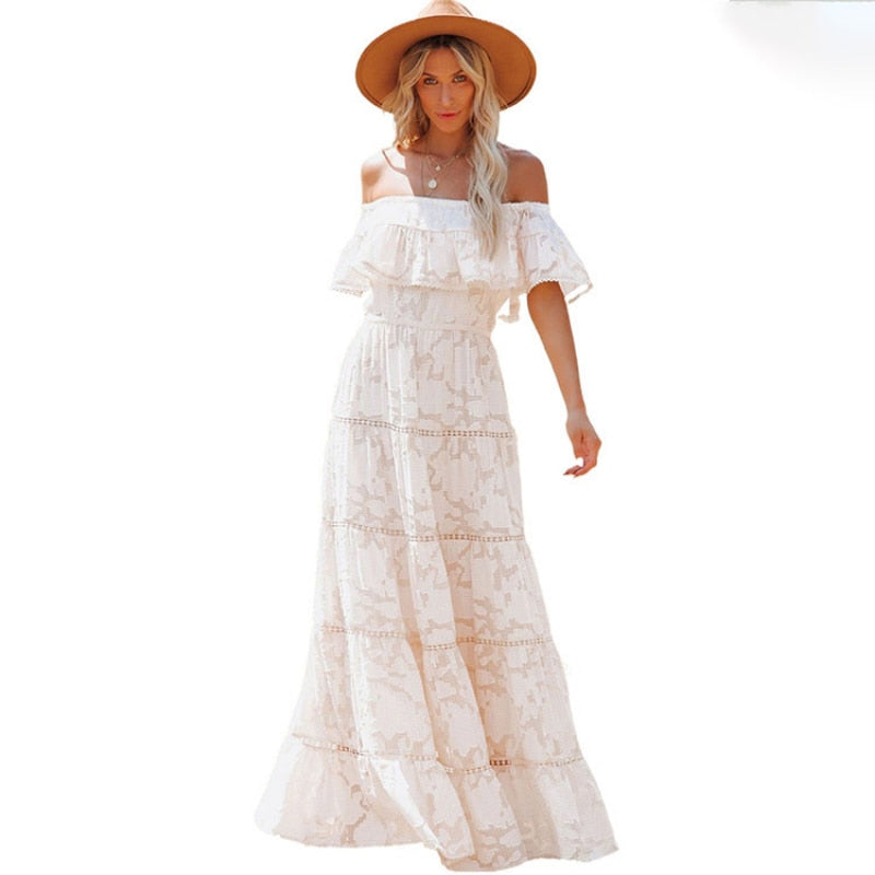 Summer Love Vintage Lace Hollow Out Bohemian Maxi Dress [Spirit and Rebel]   