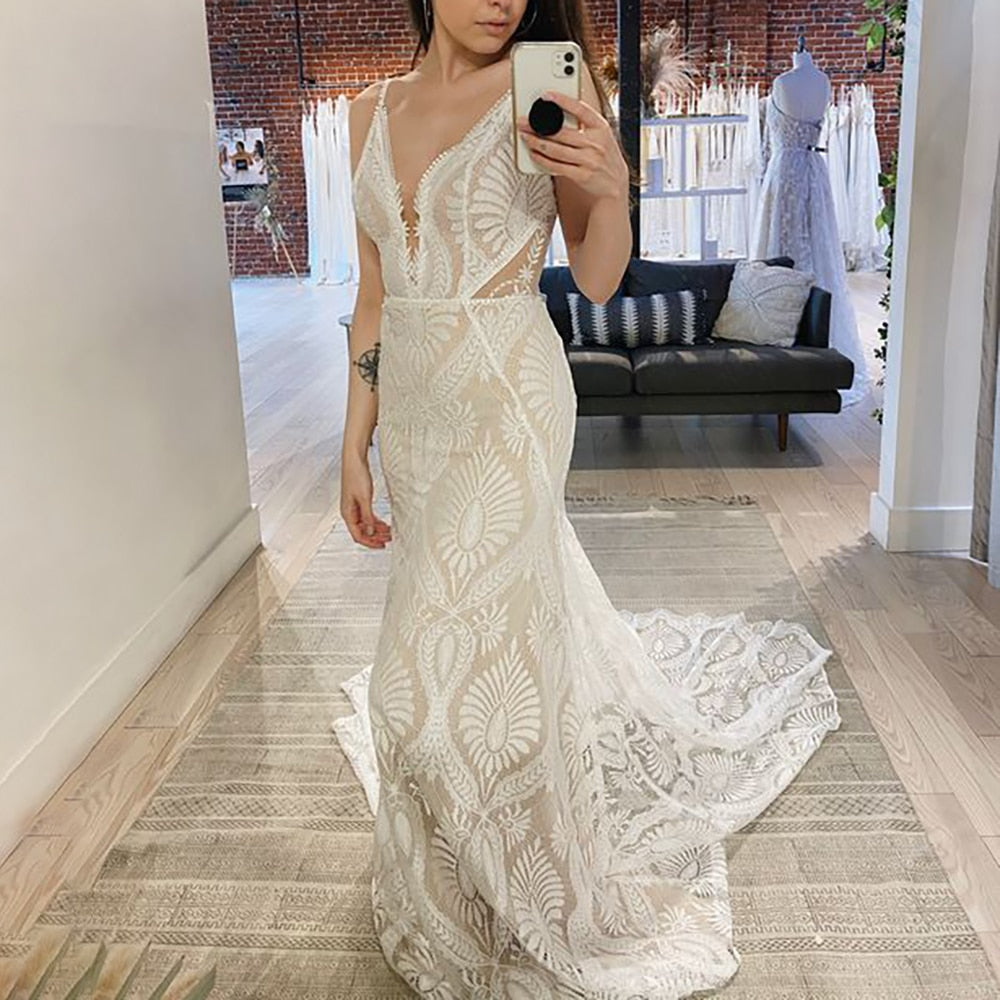 Beach Boho Wedding Dress [Spirit and Rebel] Nude Lining 2 