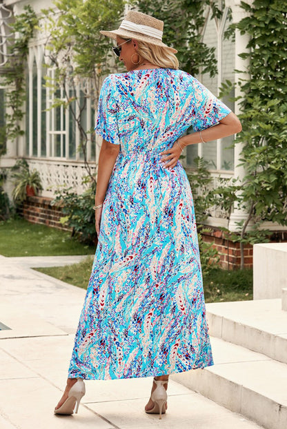 Multicolored V-Neck Boho Maxi Dress [Spirit and Rebel]   