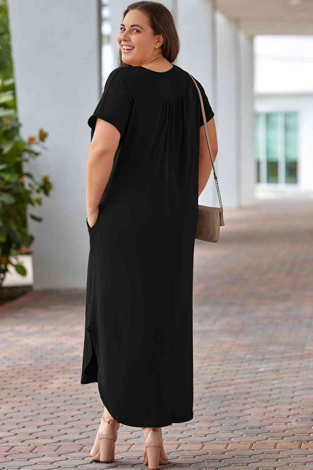 Boho Chic Plus Size V-Neck Short Sleeve Maxi Dress [Spirit and Rebel]   