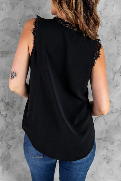 Boho Grunge Eyelash Lace V-Neck Tank Top [Spirit and Rebel]   