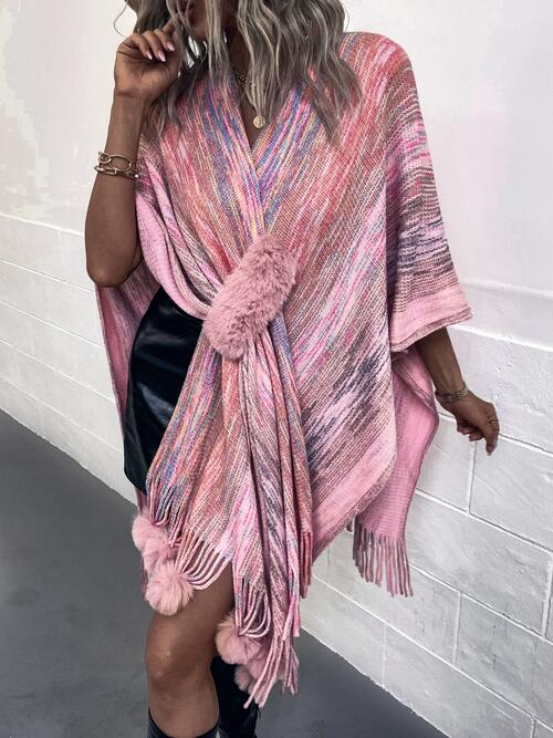 Boho Chic  Heathered Fringe Hem Poncho [Spirit and Rebel]   