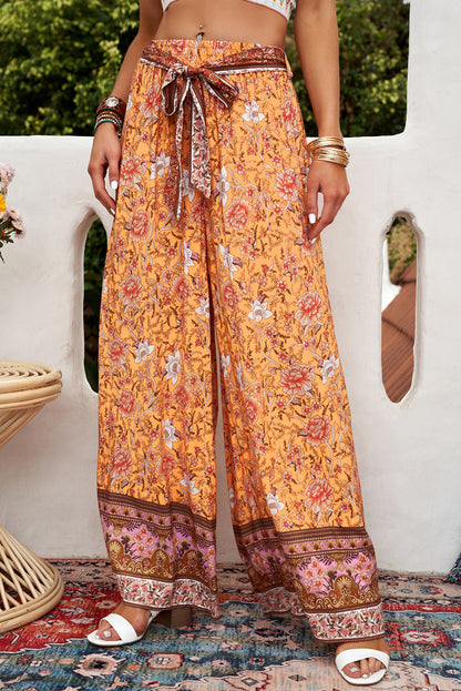 Bohemian Tie Waist Palazzo Pants [Spirit and Rebel]   