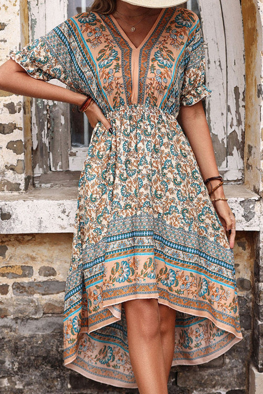 Bohemian High-Low Open Back Dress [Spirit and Rebel] Multi S 