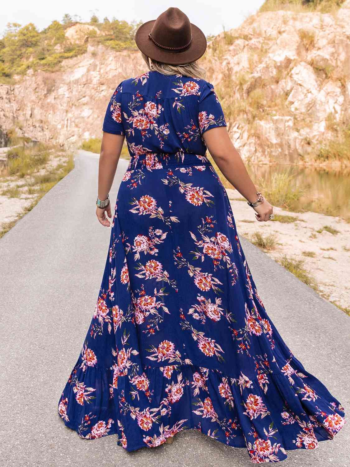 Plus Size V-Neck Maxi Dress [Spirit and Rebel]   