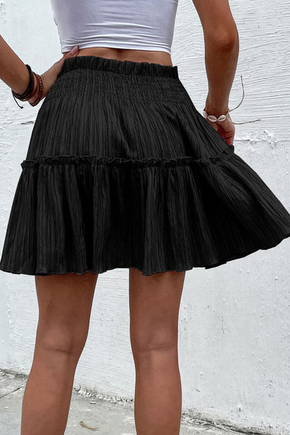 Smocked Waist Frill Trim Boho Skirt [Spirit and Rebel]   