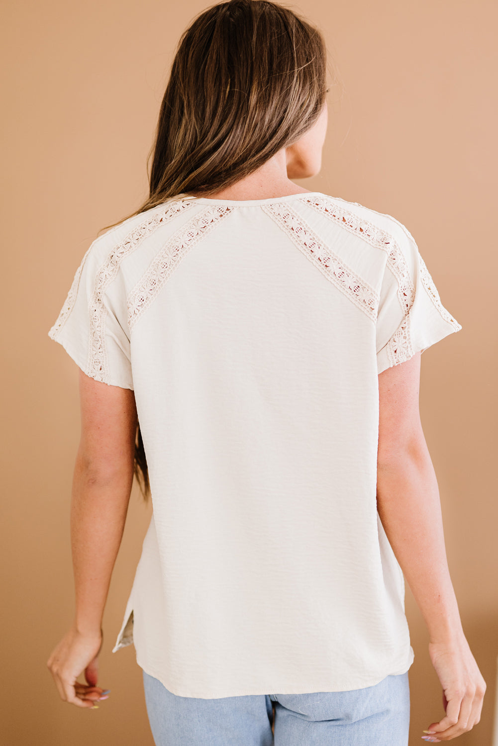 Crochet Eyelet Buttoned Short Sleeves Boho Top [Spirit and Rebel]   