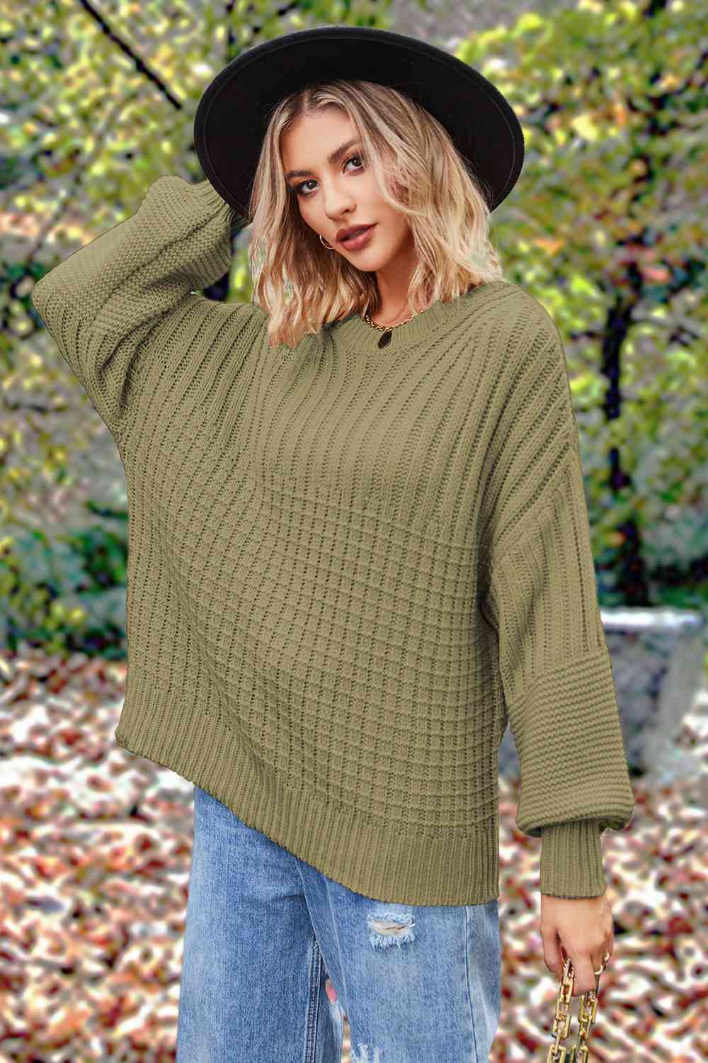 Round Neck Lantern Sleeve Sweater [Spirit and Rebel]   