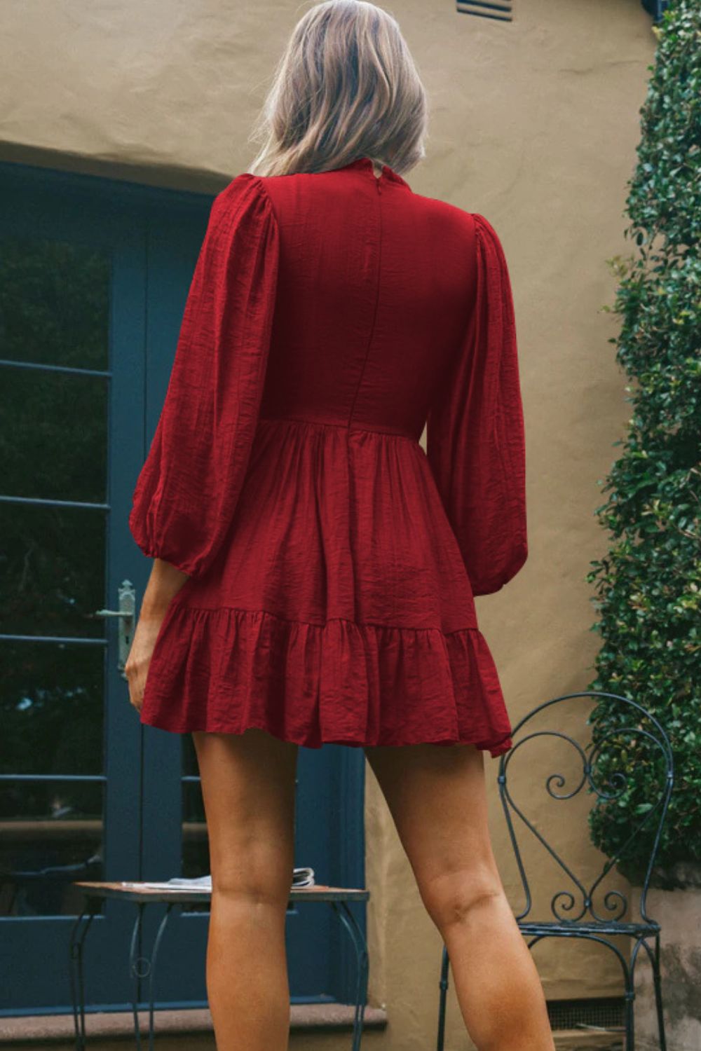 Smocked Balloon Sleeve Ruffle Hem Dress [Spirit and Rebel]   