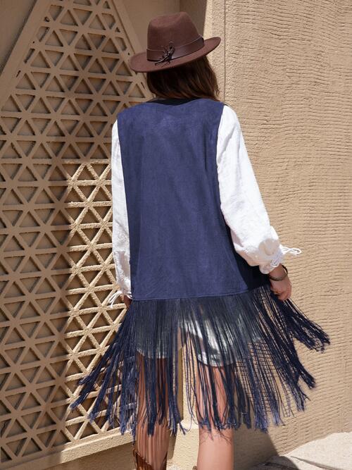 Boho Chic  Fringe Hem Open Front Vest [Spirit and Rebel]   