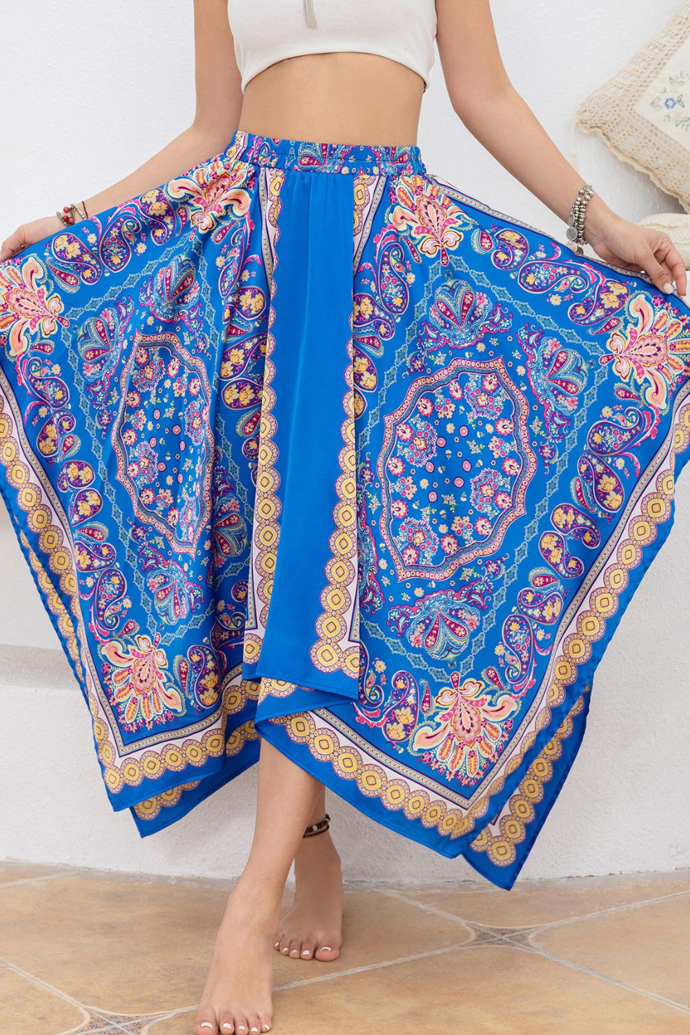 Printed Bohemian Style Midi Skirt [Spirit and Rebel]   