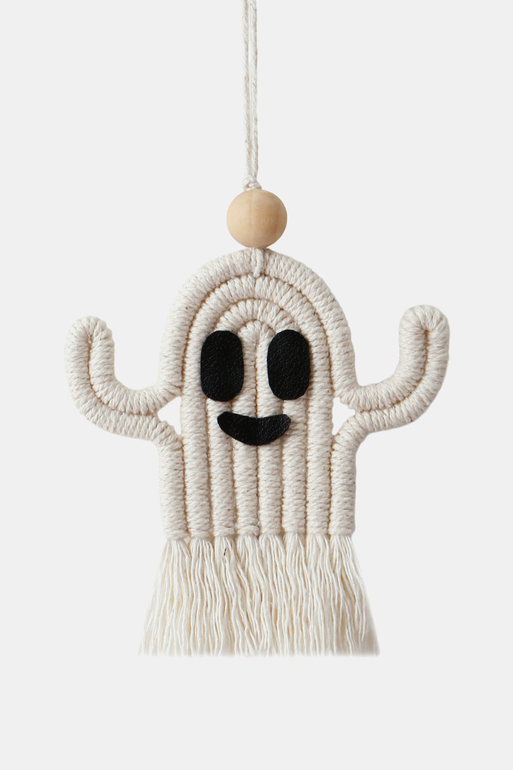 Wood Bead Fringe Ghost Shape Macrame Key Chain [Spirit and Rebel]   