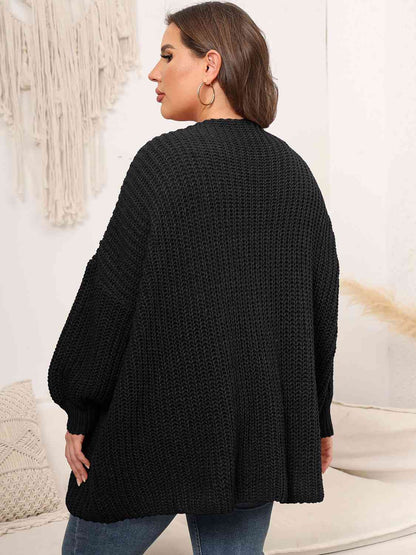 Plus Size Open Front Dropped Shoulder Knit Cardigan [Spirit and Rebel]   