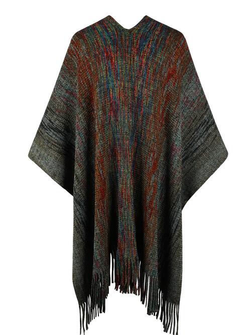 Boho Chic  Heathered Fringe Hem Poncho [Spirit and Rebel]   