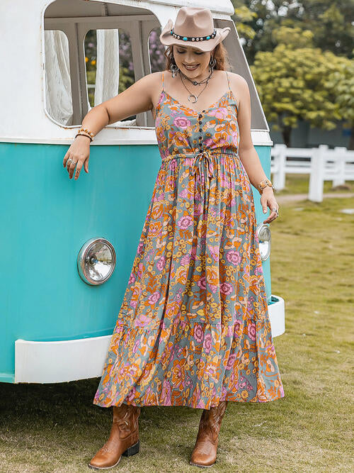 Drawstring Ruffle Hem Maxi Dress [Spirit and Rebel]   