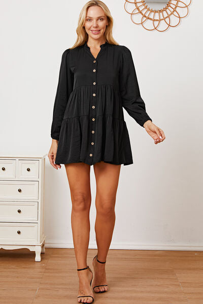 Ruffled Button Up Long Sleeve Tiered Plus Size Boho Shirt [Spirit and Rebel]   