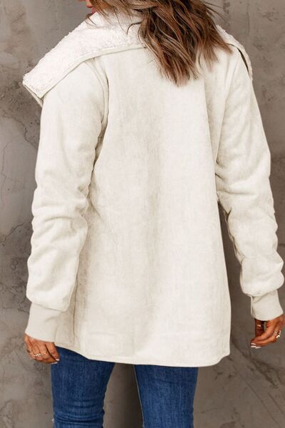 Boho Chic  Open Front Long Sleeve Sherpa Jacket with Pockets [Spirit and Rebel]   