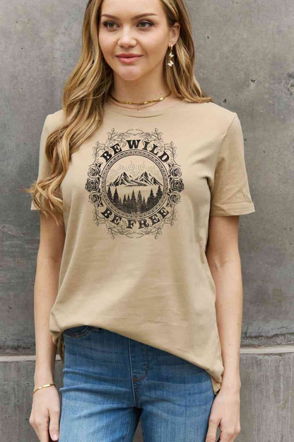 Simply Love Full Size BE WILD BE FREE Graphic Cotton T-Shirt [Spirit and Rebel]   