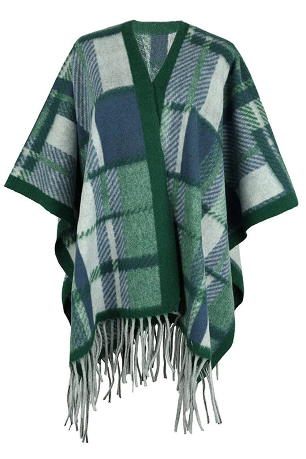 Cloak Sleeve Fringe Detail Poncho [Spirit and Rebel] Green One Size 