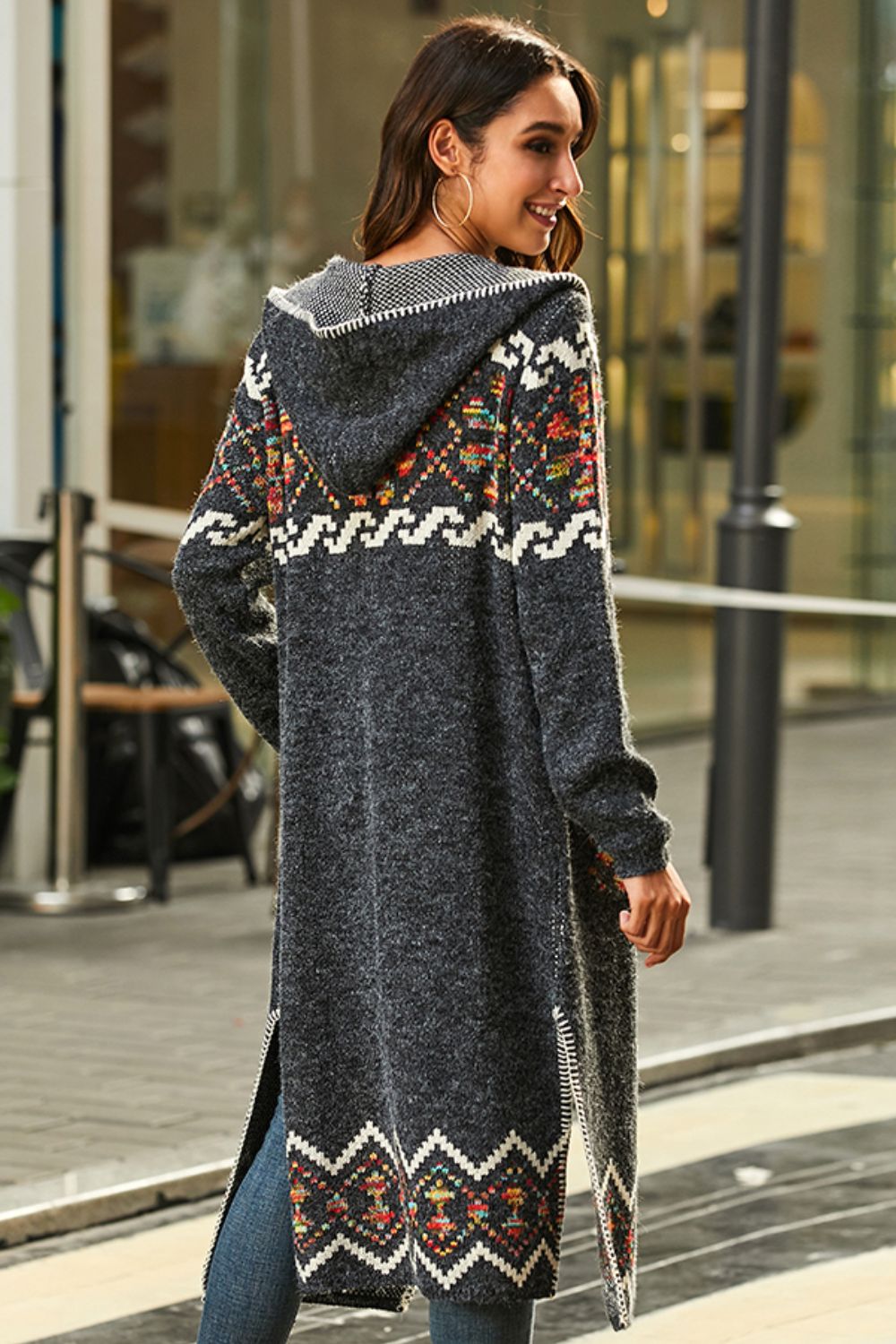 Bohemian Slit Hooded Duster Boho Cardigan [Spirit and Rebel]   