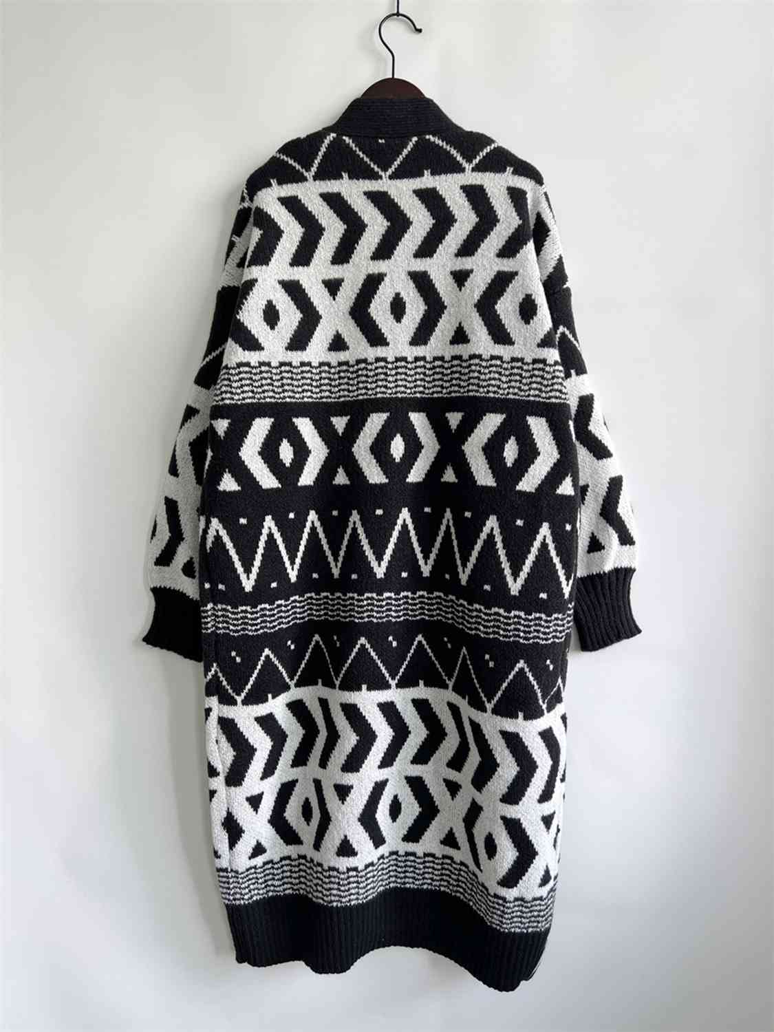 Geometric Button Front Longline Cardigan [Spirit and Rebel]   