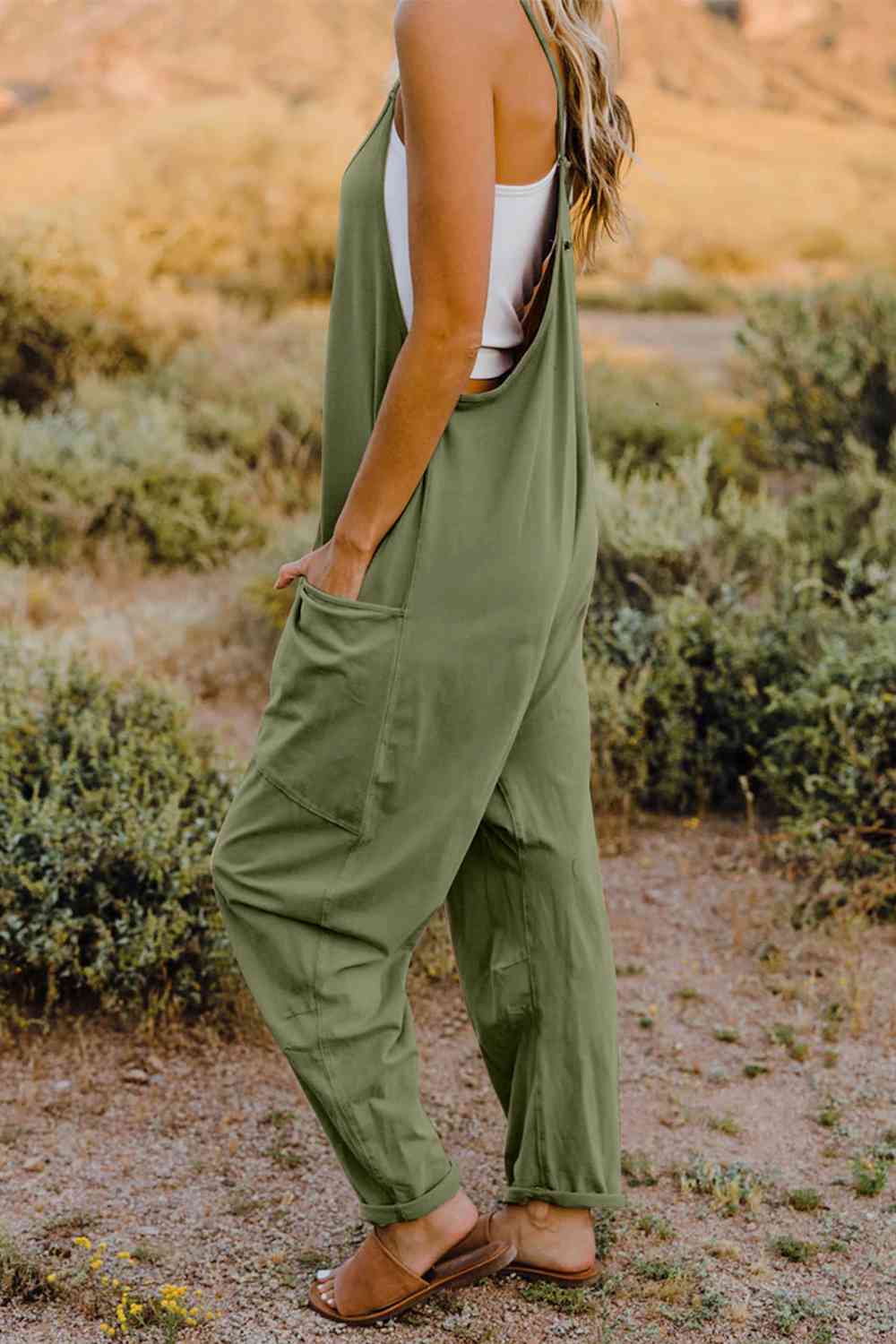 Double Take  V-Neck Sleeveless Jumpsuit with Pocket [Spirit and Rebel]   