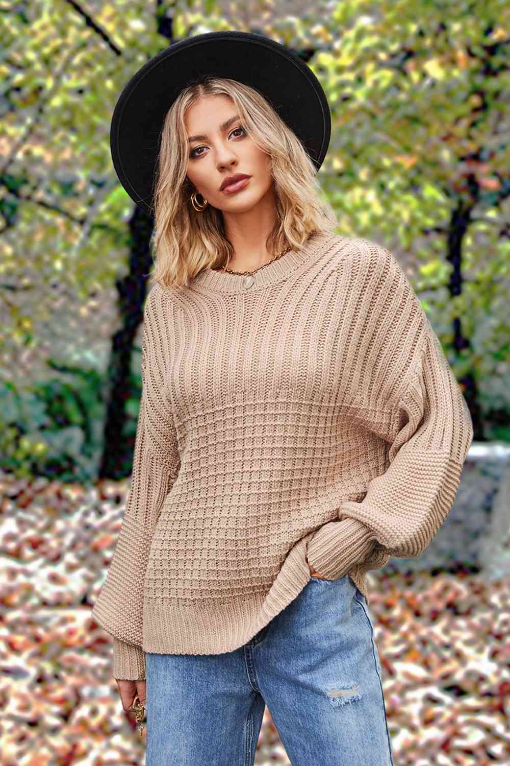 Round Neck Lantern Sleeve Sweater [Spirit and Rebel]   