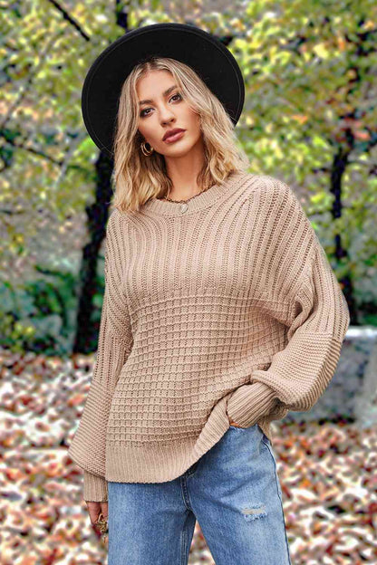 Round Neck Lantern Sleeve Sweater [Spirit and Rebel]   