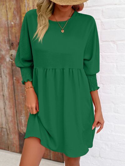 Round Neck Lantern Sleeve Mini Dress [Spirit and Rebel]   