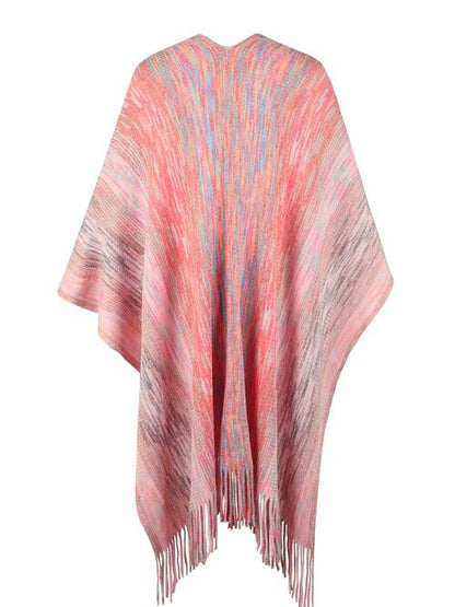 Boho Chic  Heathered Fringe Hem Poncho [Spirit and Rebel]   