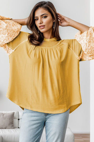 Printed Detail Balloon Sleeve Blouse [Spirit and Rebel]   