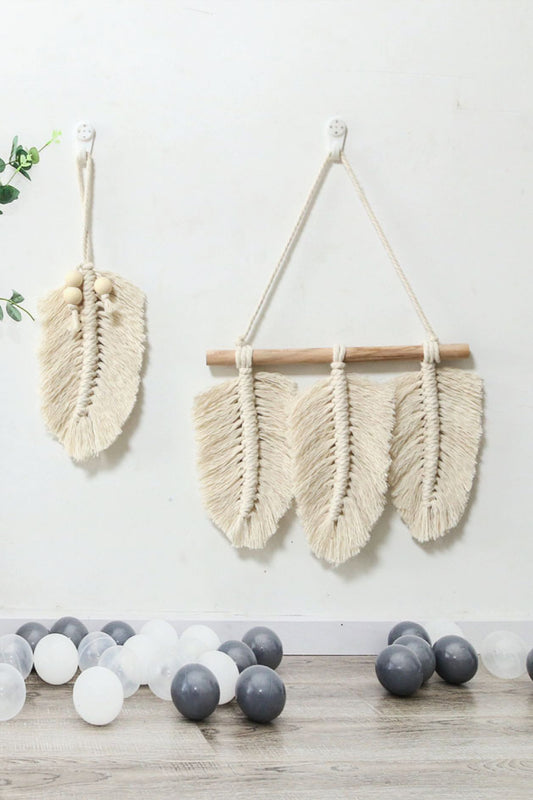 Boho Decor Feather Wall Hanging [Spirit and Rebel] Cream One Size 