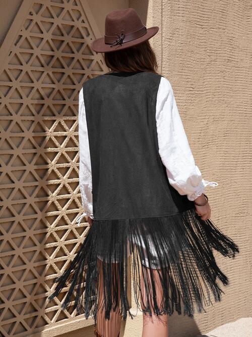 Boho Chic  Fringe Hem Open Front Vest [Spirit and Rebel]   