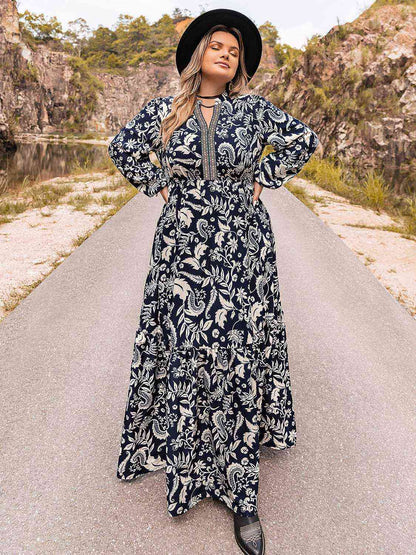 Plus Size Long Sleeve Boho Maxi Dress [Spirit and Rebel]   