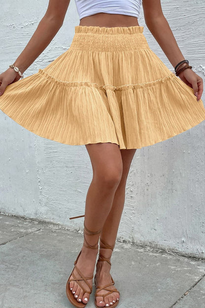 Smocked Waist Frill Trim Boho Skirt [Spirit and Rebel]   