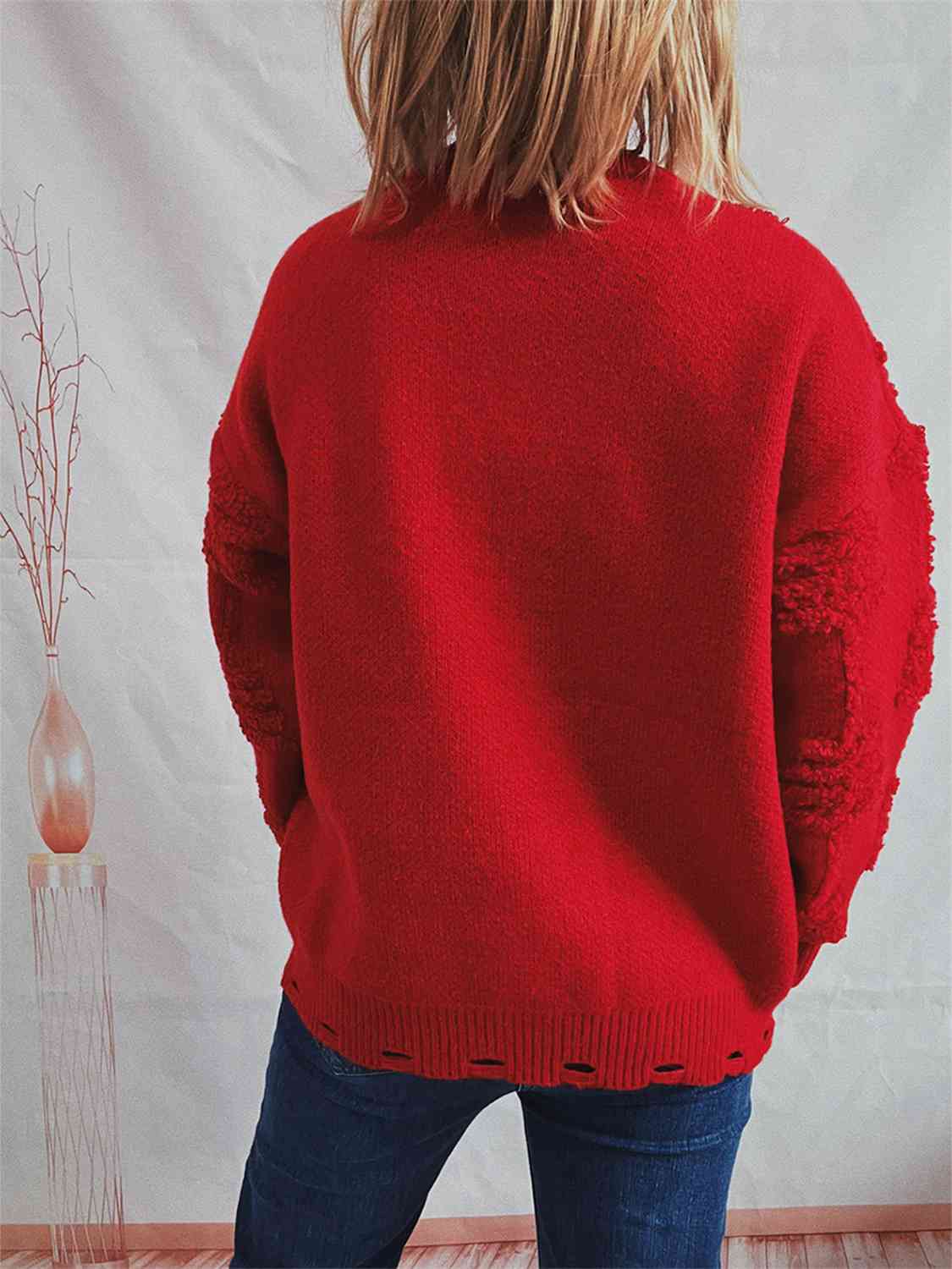 Pearl Detail Round Neck Long Sleeve Sweater [Spirit and Rebel]   