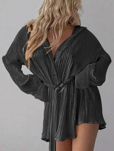 Button Up Dropped Shoulder Shirt Dress [Spirit and Rebel]   