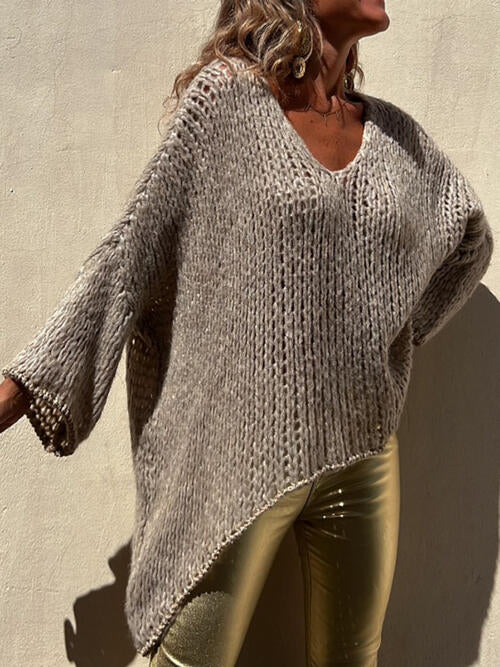 Boho Chic  Contrast V-Neck Long Sleeve Sweater [Spirit and Rebel]   