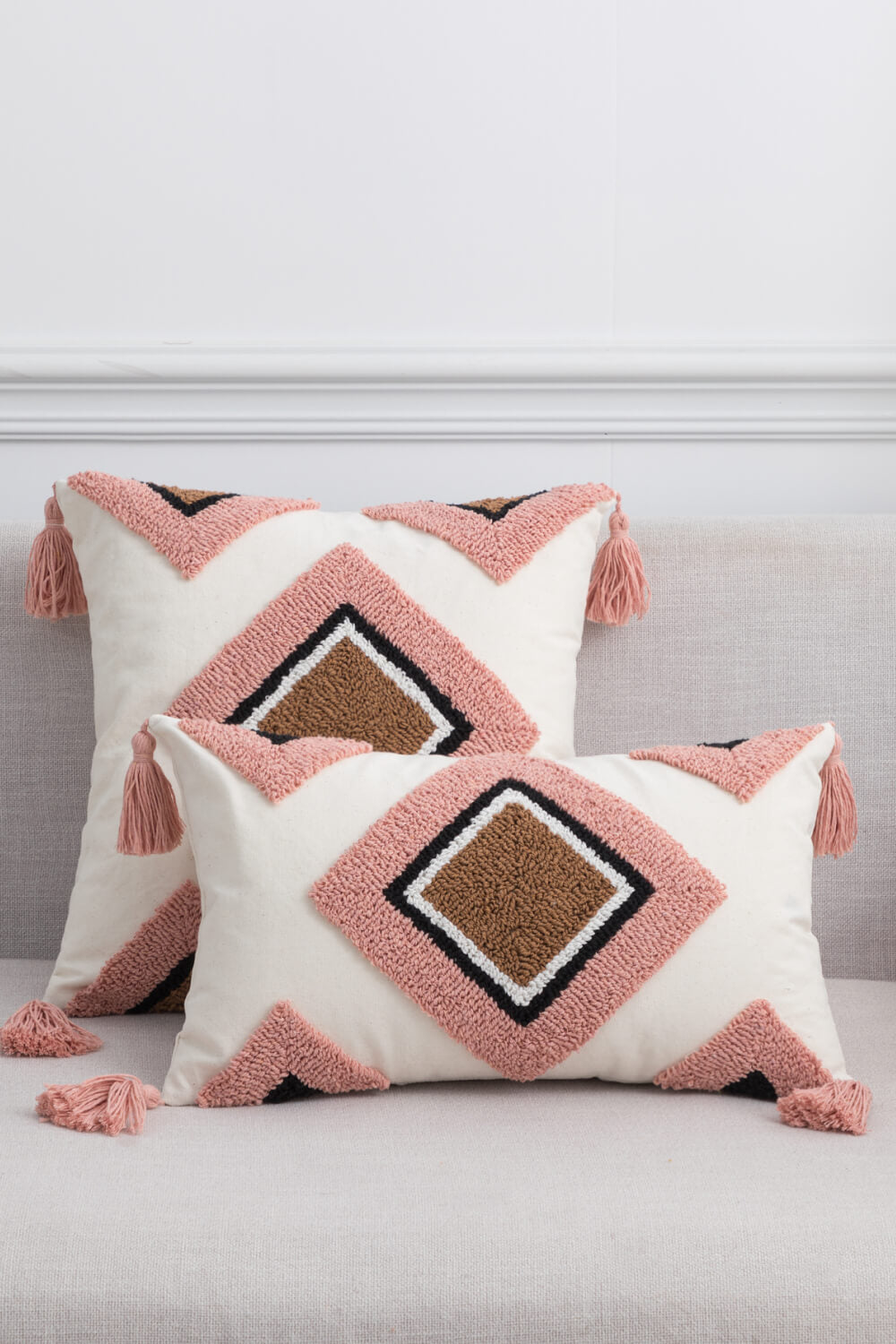 Geometric Graphic Tassel Throw Boho Pillow Case [Spirit and Rebel]   